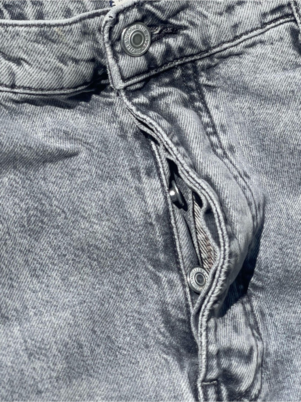 We The Free Good Luck mid rise barrel jeans womens 33 pre-owned condition gray - Picture 7 of 16